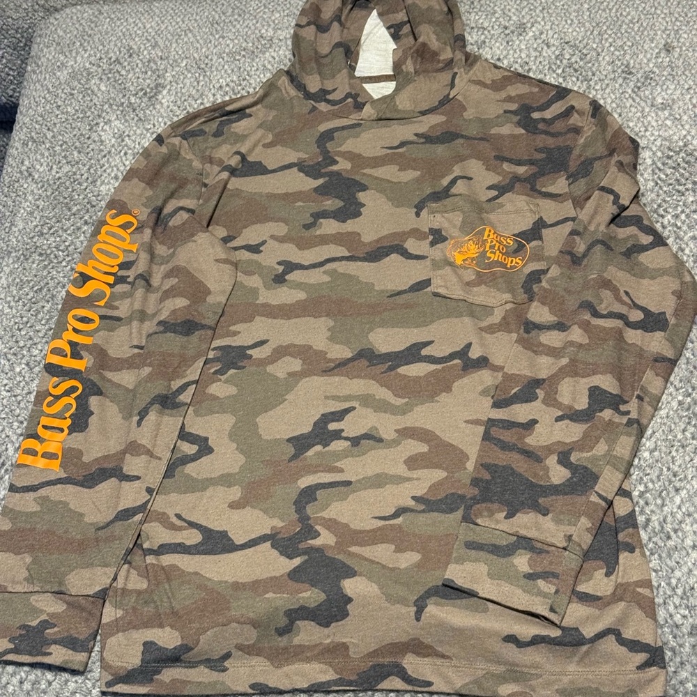Bass Pro Shops Camouflage Hoodie with Orange Logo